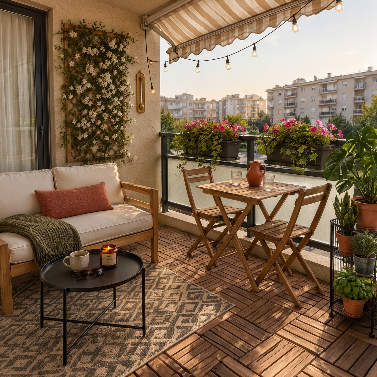 Jardín, terraza y balcón