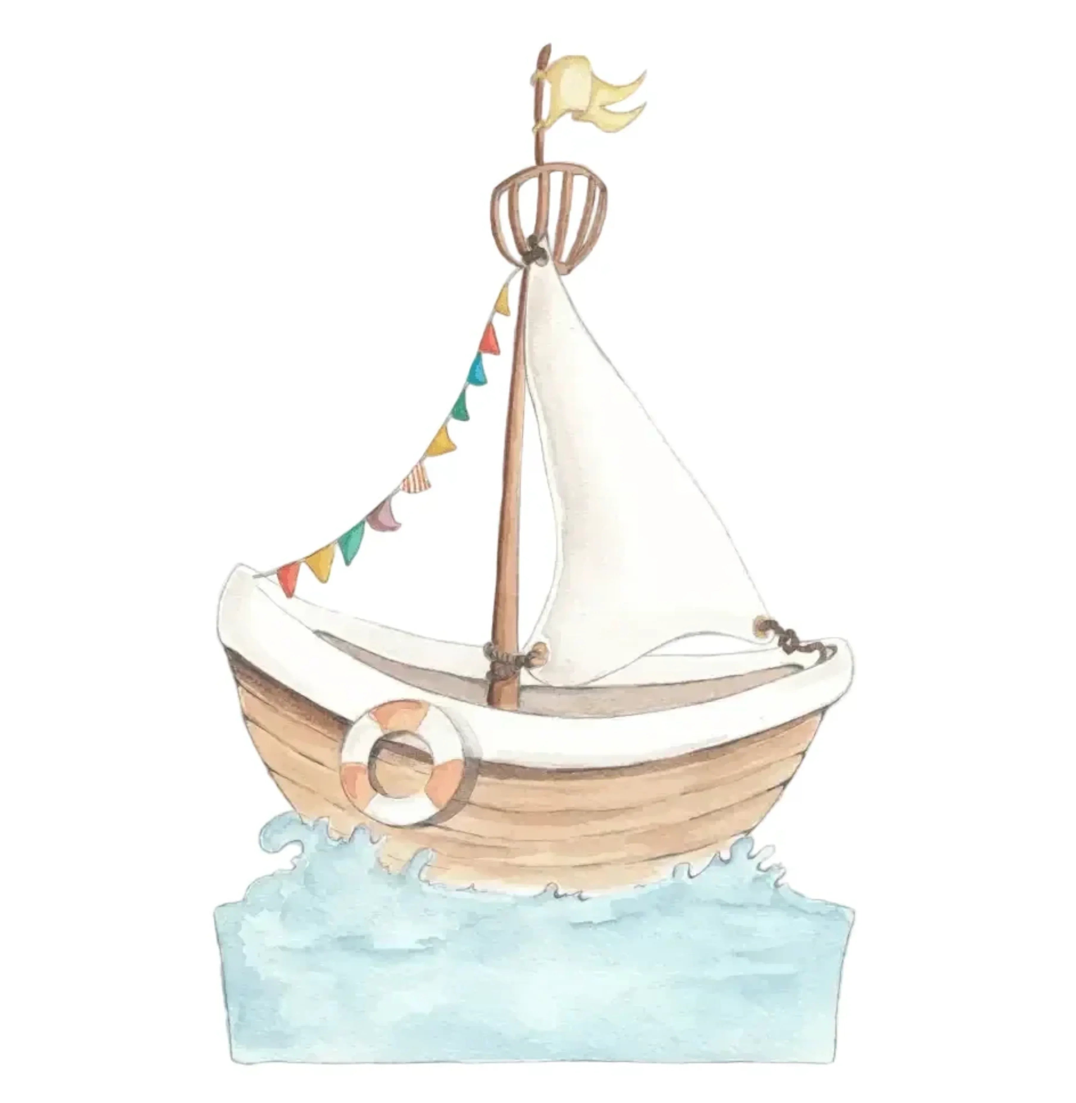 Vinilo decorativo infantil con diseño de barco para paredes