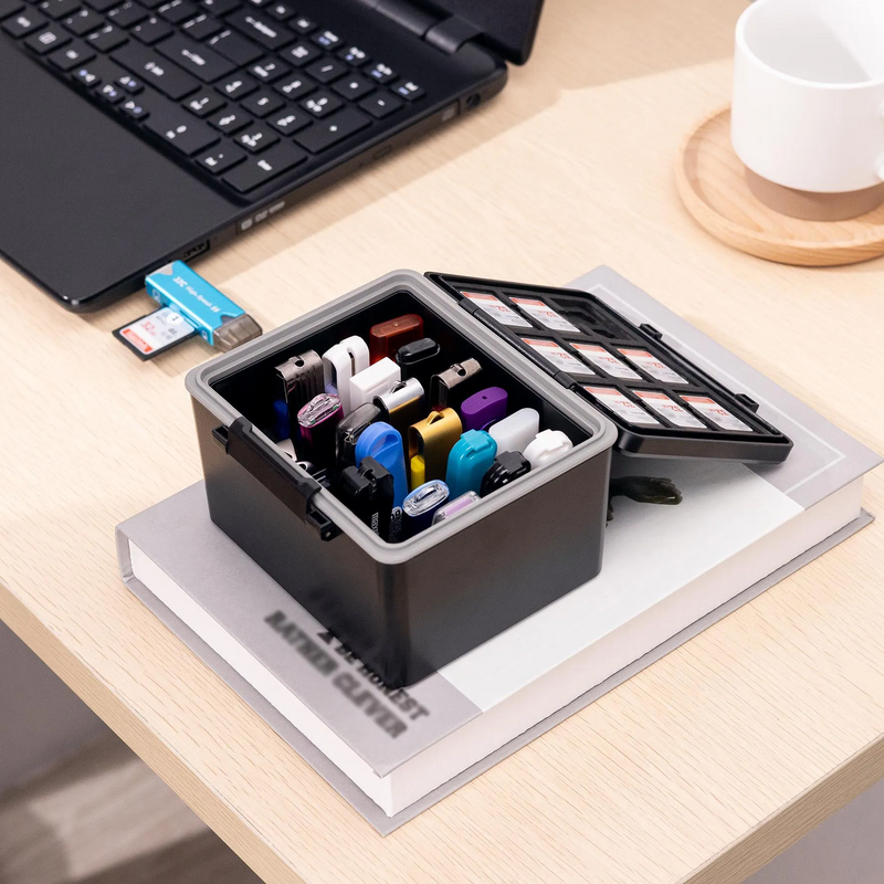 Caja para almacenamiento de USB + SD con 24 + 9 ranurasOrganizadores