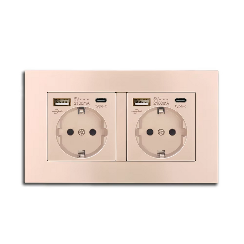 Toma de corriente doble EU con USB A + C empotrableEnchufesHardware > Power & Electrical Supplies > Power Outlets & Sockets > Wall Outlets