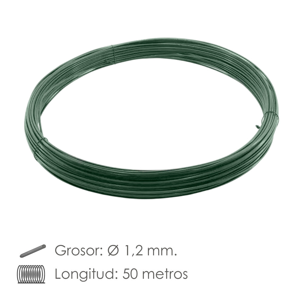 Alambre plastificado 1,2 mm verde (rollo 50 metros)