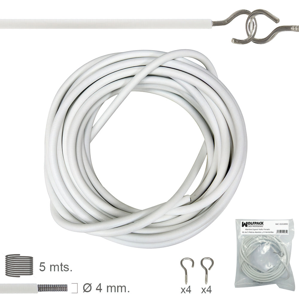 Kit de varão espiral para cortina com 5 metros de varão e 8 ganchos.