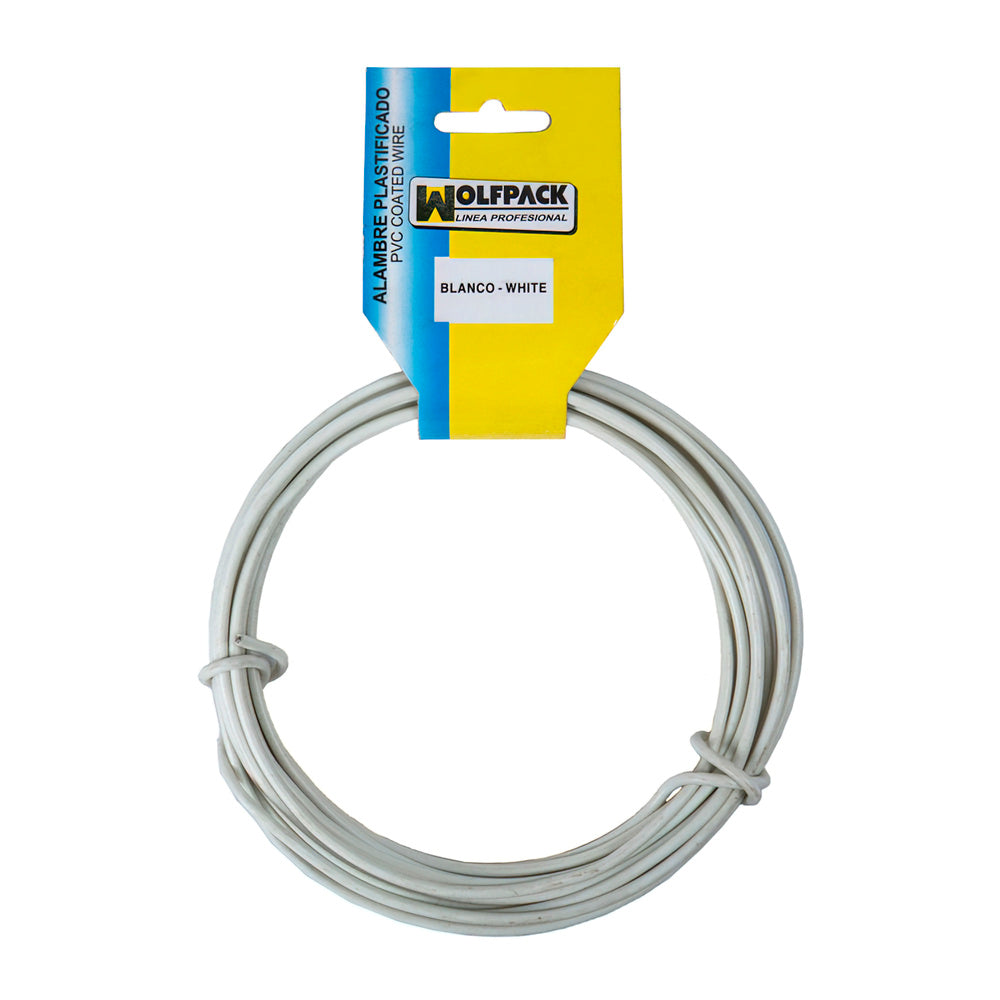 Alambre plastificado (rollo 25 metros) blanco nº 16 / 2.7 mm