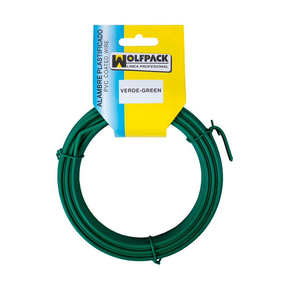 Alambre plastificado (rollo 25 metros) verde nº 16 / 2.7 mm