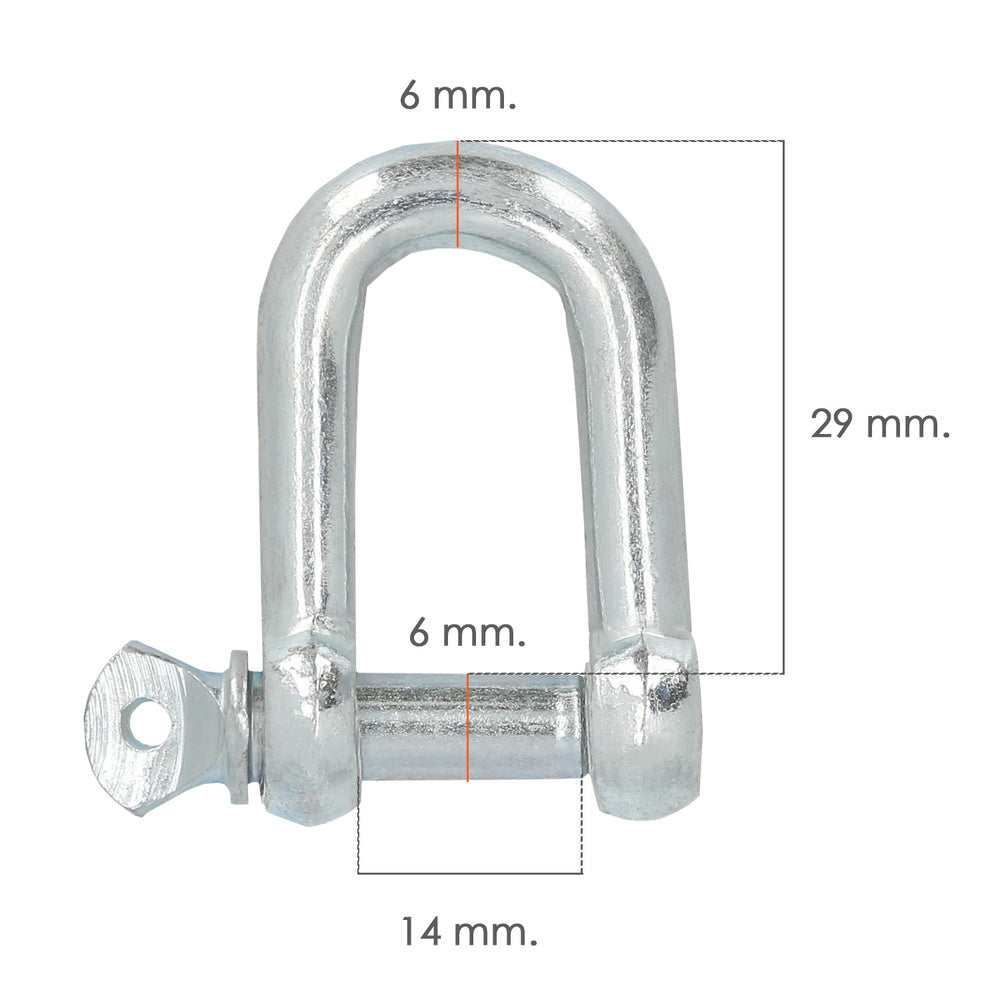 Galvanized straight shackle 6 mm 1/4" domestic use