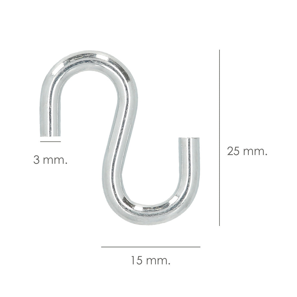 Gancho "s" hierro zincado  25 mm  "uso doméstico"