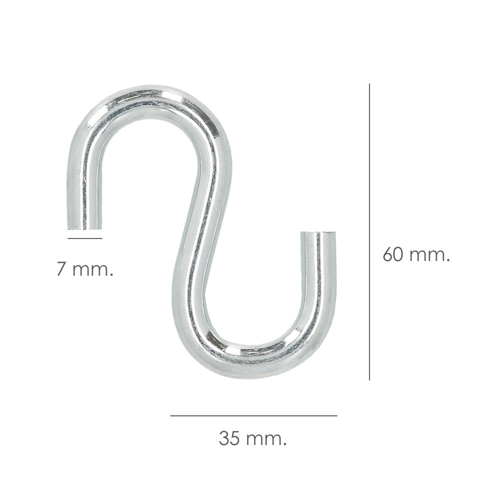 Gancho "s" hierro zincado  60 mm   "uso doméstico"