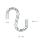 Gancho "s" hierro zincado  60 mm   "uso doméstico"