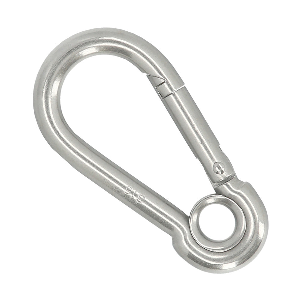 Mosquetão de bombeiro inoxidável com olhal. 80 mm uso doméstico