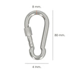 Stainless steel carabiner with safety lock 80x8 for domestic use