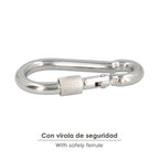 Stainless steel carabiner with safety lock 80x8 for domestic use