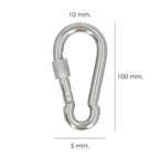 Stainless steel firemen's carabiner with safety lock 100x10 household use