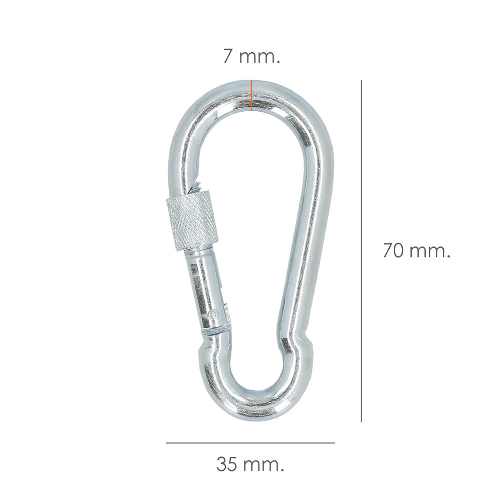 Carabiner with safety lock, 7x70mm, domestic use