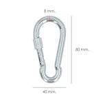Carabiner with safety lock, 8x80mm, for household use