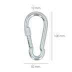 Firefighter carabiner with safety lock 10x100 mm household use