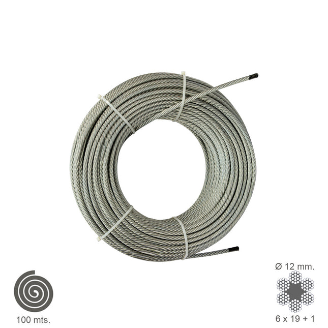 Cable Galvanizado De 12 Mm En Rollo De 100 Metros Para Usos Generales