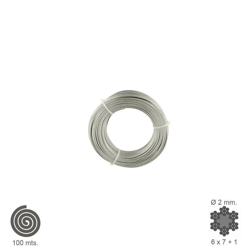 Cable galvanizado   2 mm. (rollo 100 metros) no elevacion