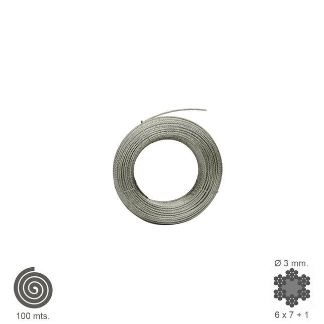 Cable galvanizado   3 mm. (rollo 100 metros) no elevacion
