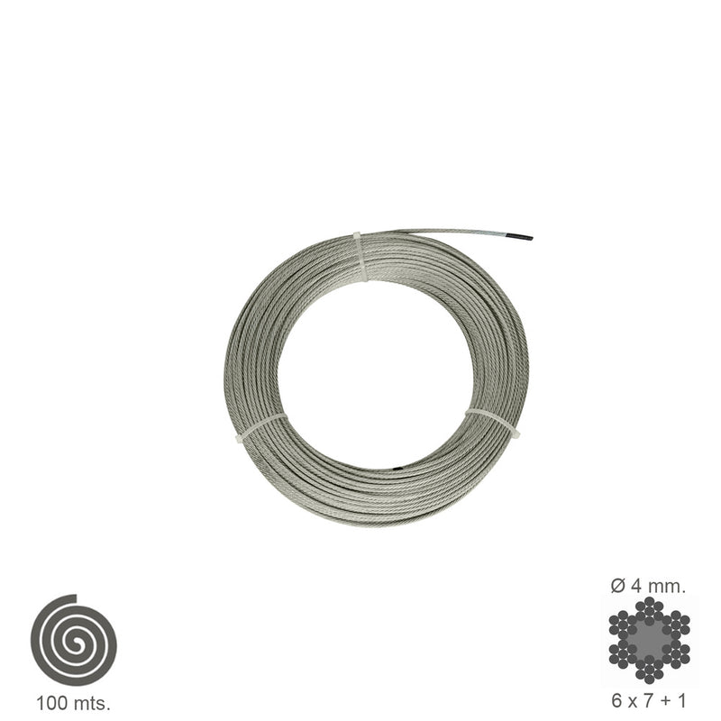 Cable galvanizado   4 mm. (rollo 100 metros) no elevacion