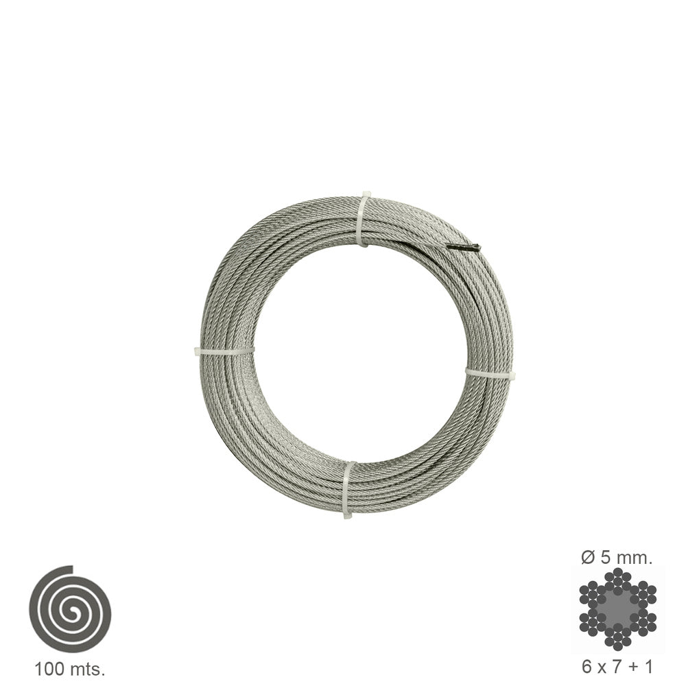 Galvanized wire rope 5 mm (100-meter roll) non-lifting