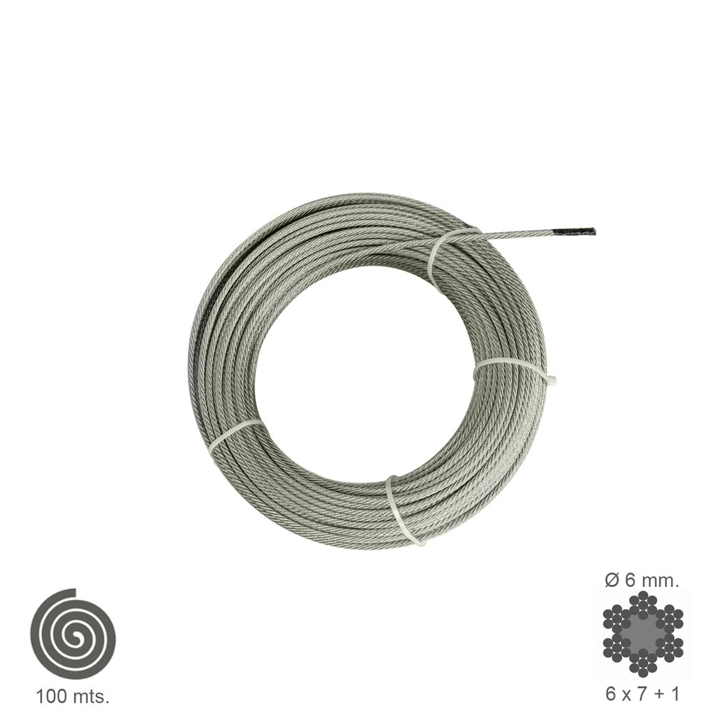 Galvanized wire rope 6 mm (100 meter reel) not for lifting
