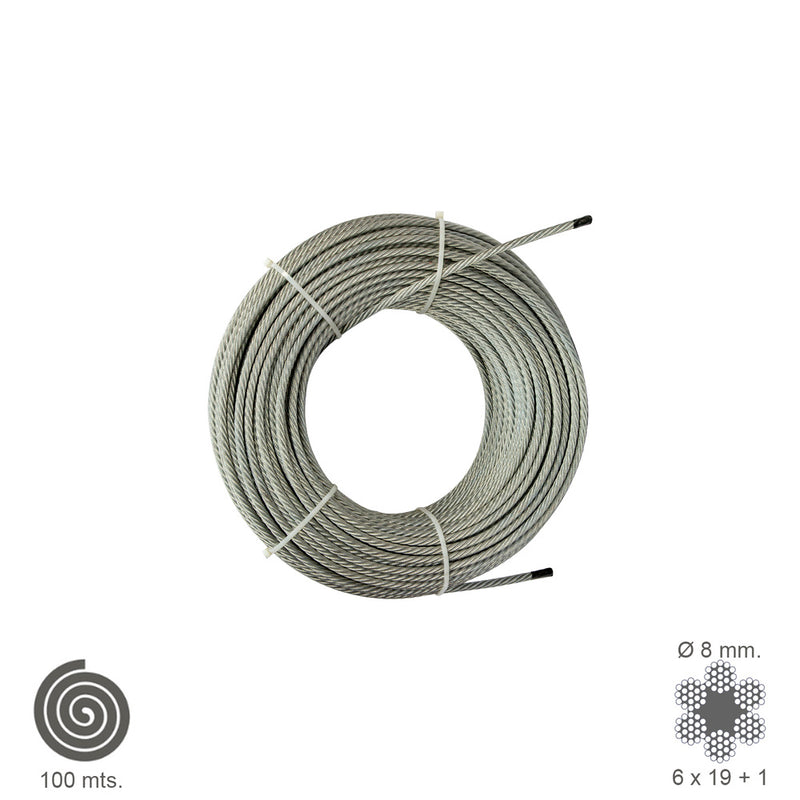 Cable galvanizado   8 mm. (rollo 100 metros) no elevacion