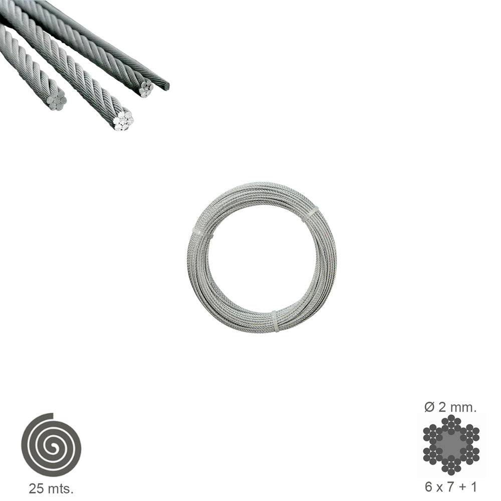 Galvanized cable 2 mm (25-meter roll) non-lifting