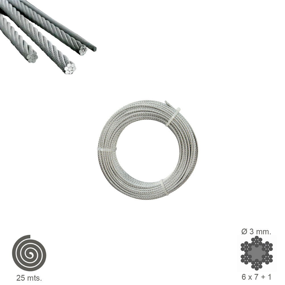 Galvanized cable 3 mm (25-meter roll) non-lifting