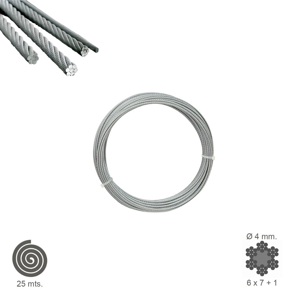 Galvanized cable 4 mm (25-meter roll) non-lifting