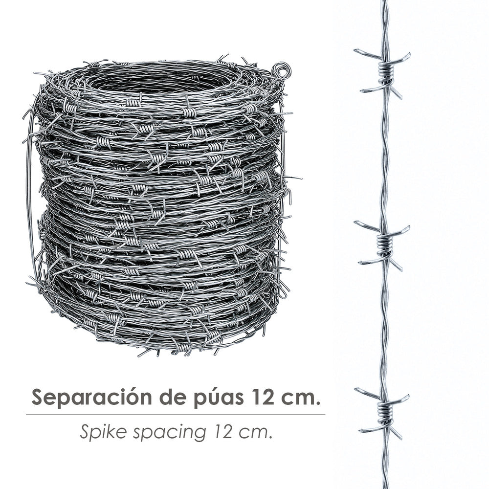 Alambre espino galvanizado 100 metros 4/12