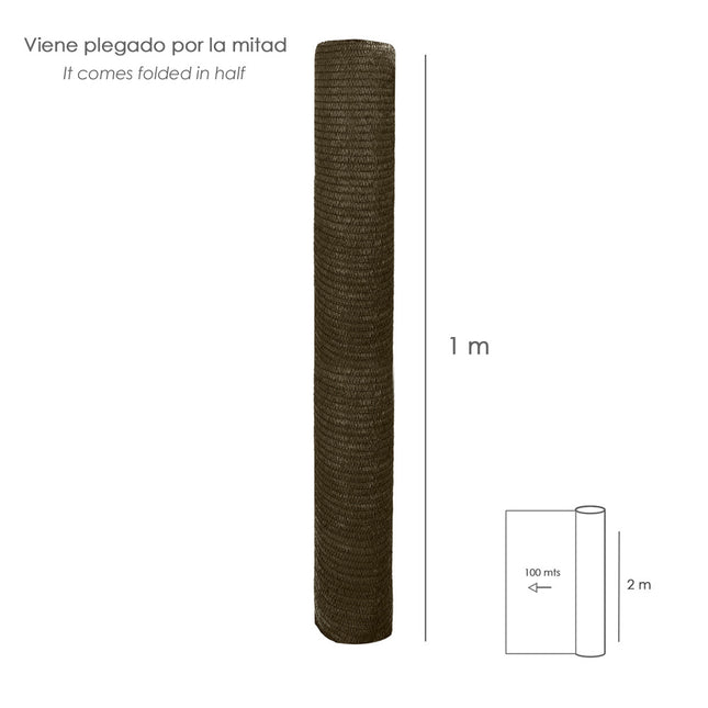 Malla sombreo 2,0 metros marrón rollo 100 metros