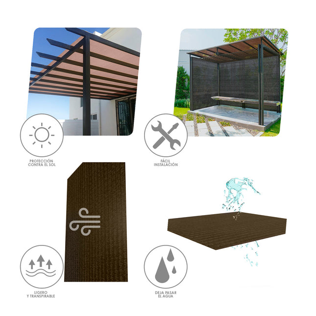 Malla sombreo 3,0 metros marrón rollo 100 metros