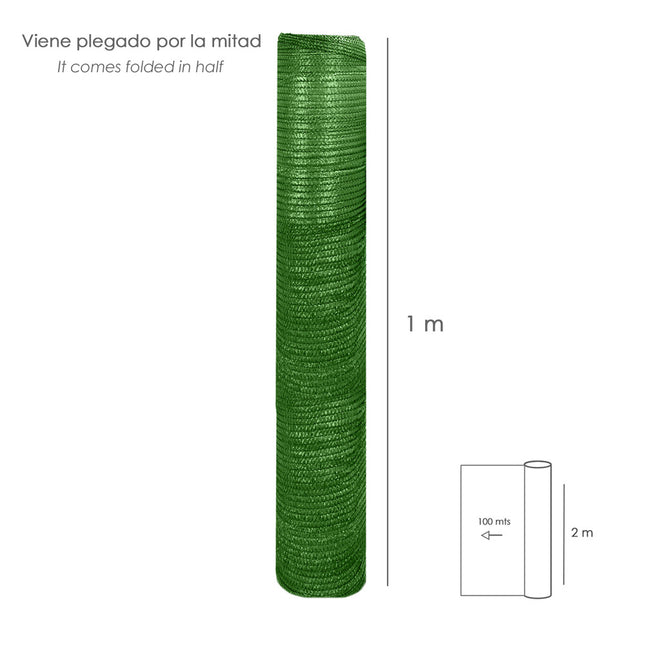 Malla sombreo 2,0 metros verde rollo 100 metros