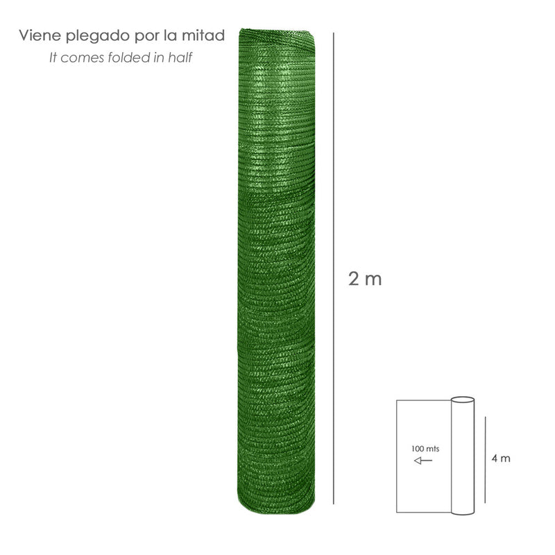 Malla sombreo 4,0 metros verde rollo 100 metros
