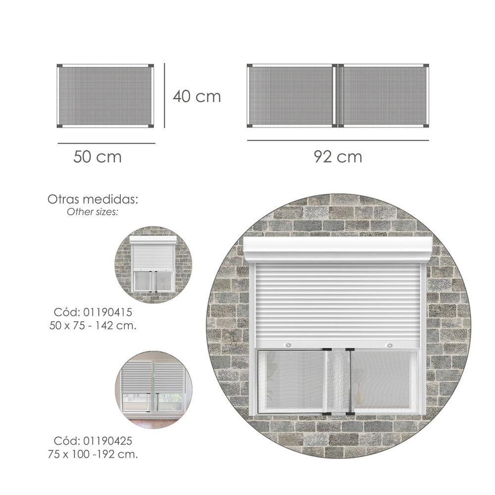 Mosquitera extensible marco aluminio 40 x 50/92 cm. Kit mosquitos, mosquitera ajustable, mosquitera universal