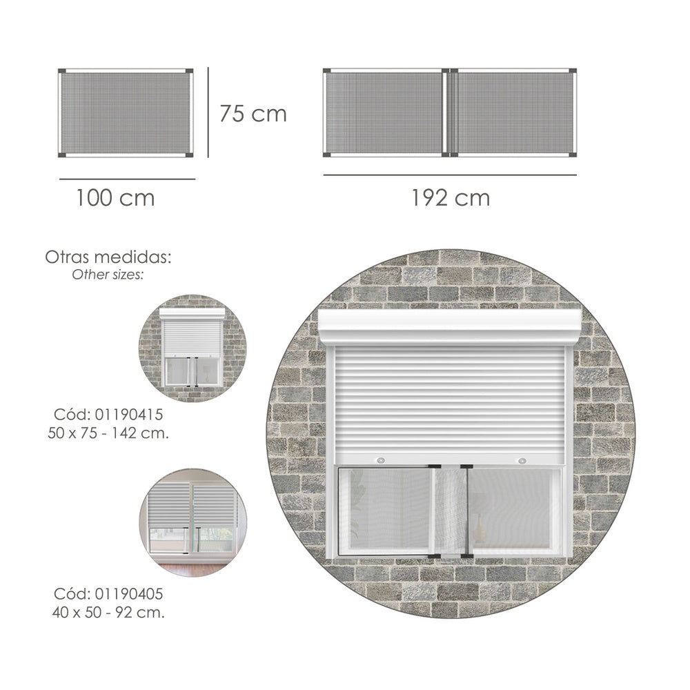 Mosquitera extensible marco aluminio 75 x 100/192 cm. Kit mosquitos, mosquitera ajustable, mosquitera universal