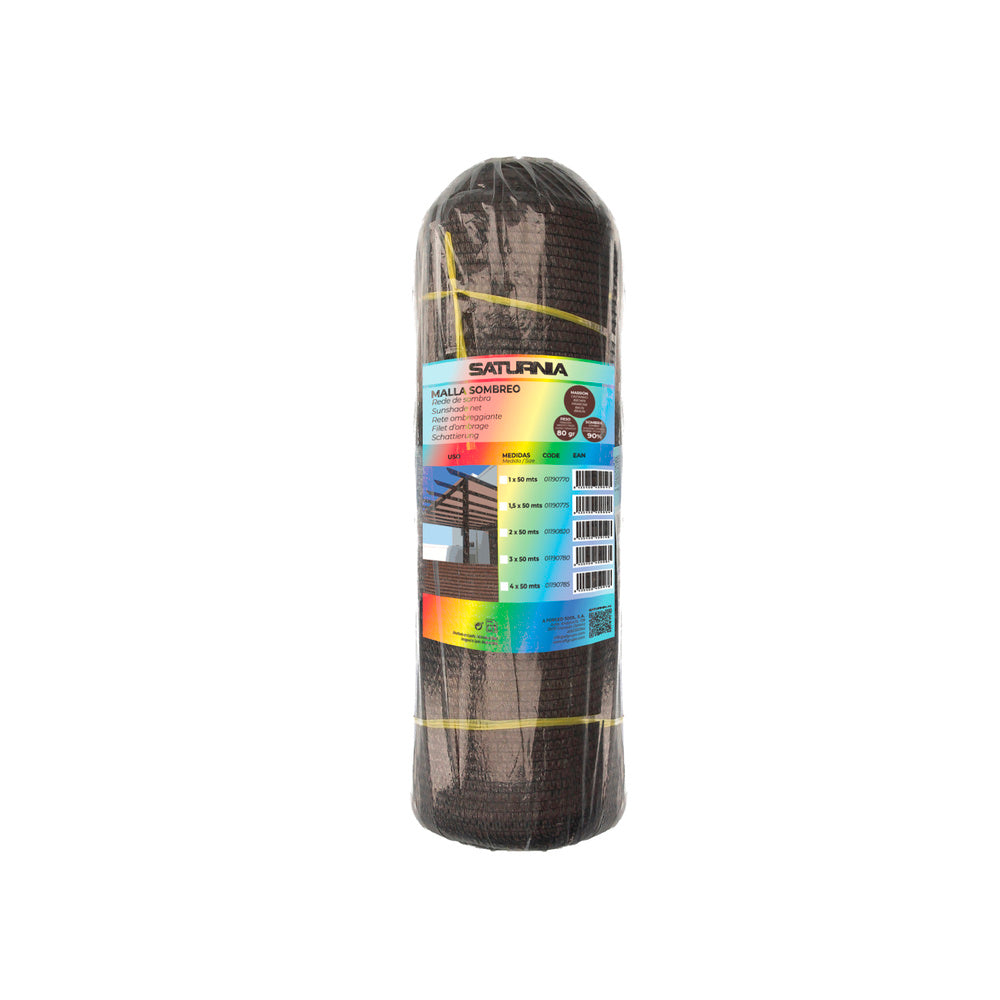 Rolo de tela de sombreamento 1 x 50 metros, reduz a radiação, protege o jardim e o terraço, regula a temperatura, cor castanha