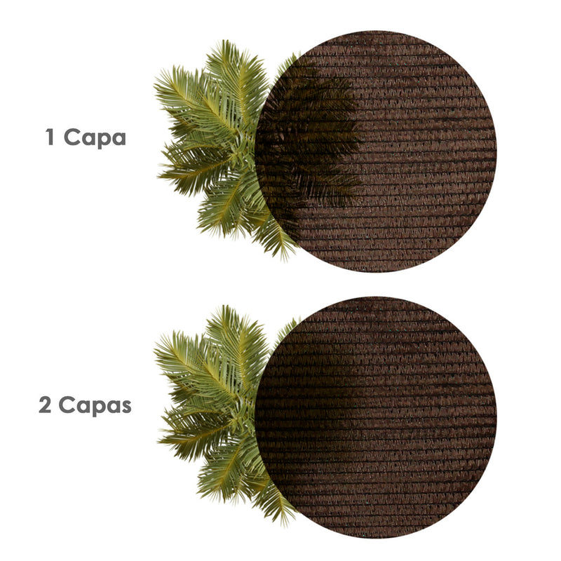 Malla sombreo rollo 2 x 50 metros, reduce radiación, protección jardín y terraza, regula temperatura, color marrón