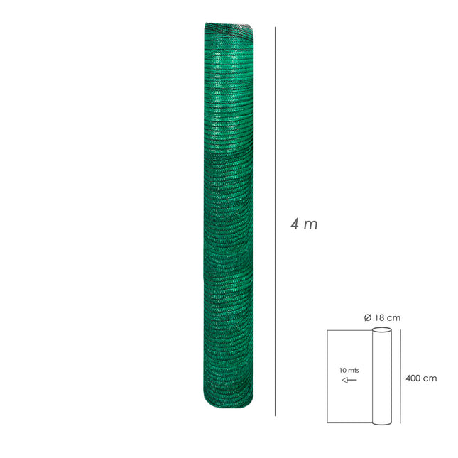 Malla sombreo rollo 4 x 50 metros, reduce radiación, protección jardín y terraza, regula temperatura, color verde claro