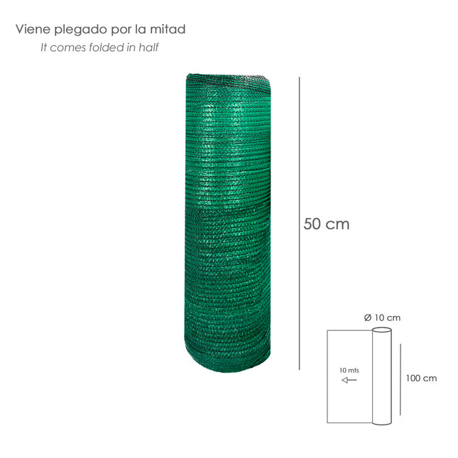 Malla sombreo rollo 1,0 x 10 metros, reduce radiación, protección jardín y terraza, regula temperatura, color verde claro