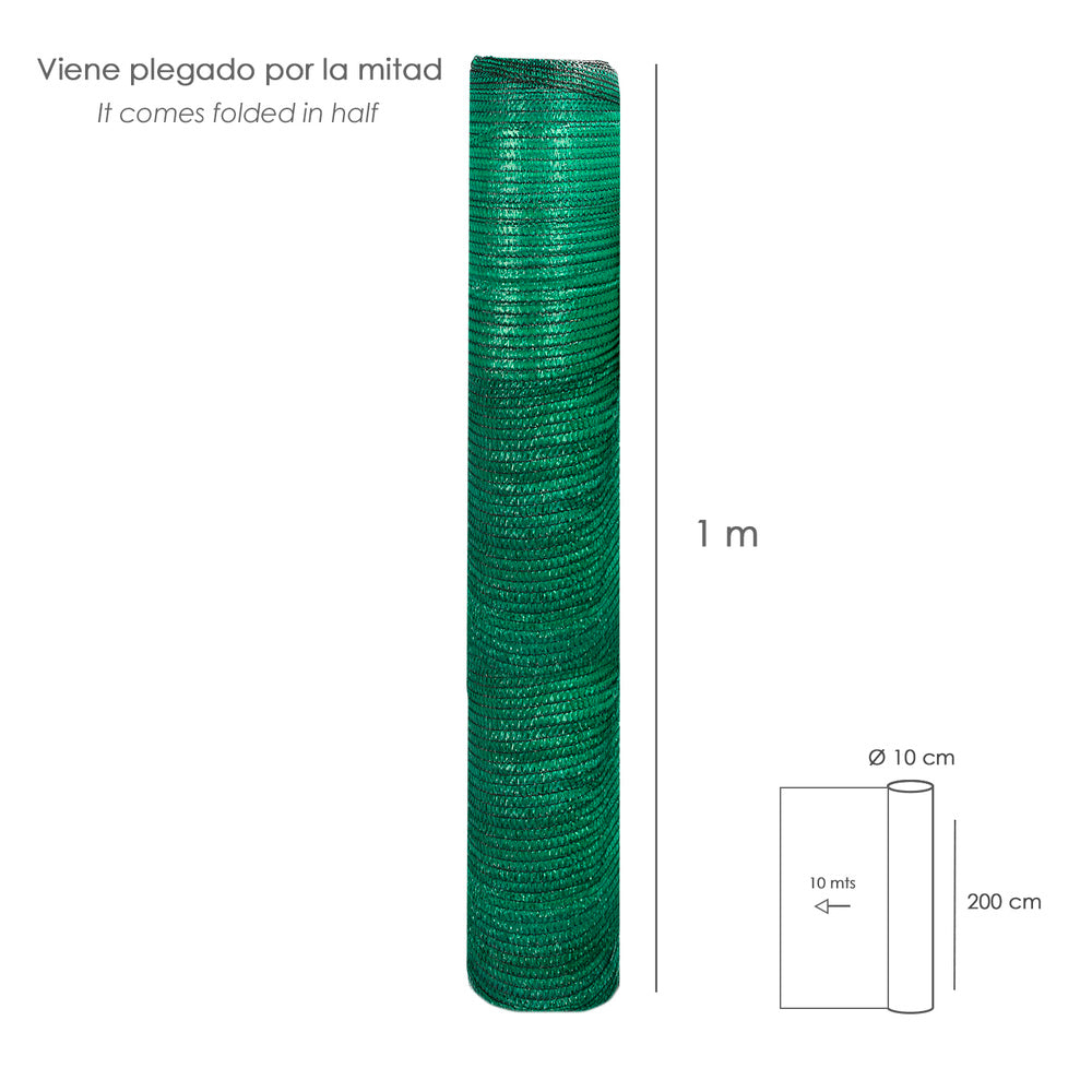 Rolo de tela de sombreamento 2,0 x 10 metros, reduz a radiação, protege o jardim e o terraço, regula a temperatura, cor verde claro