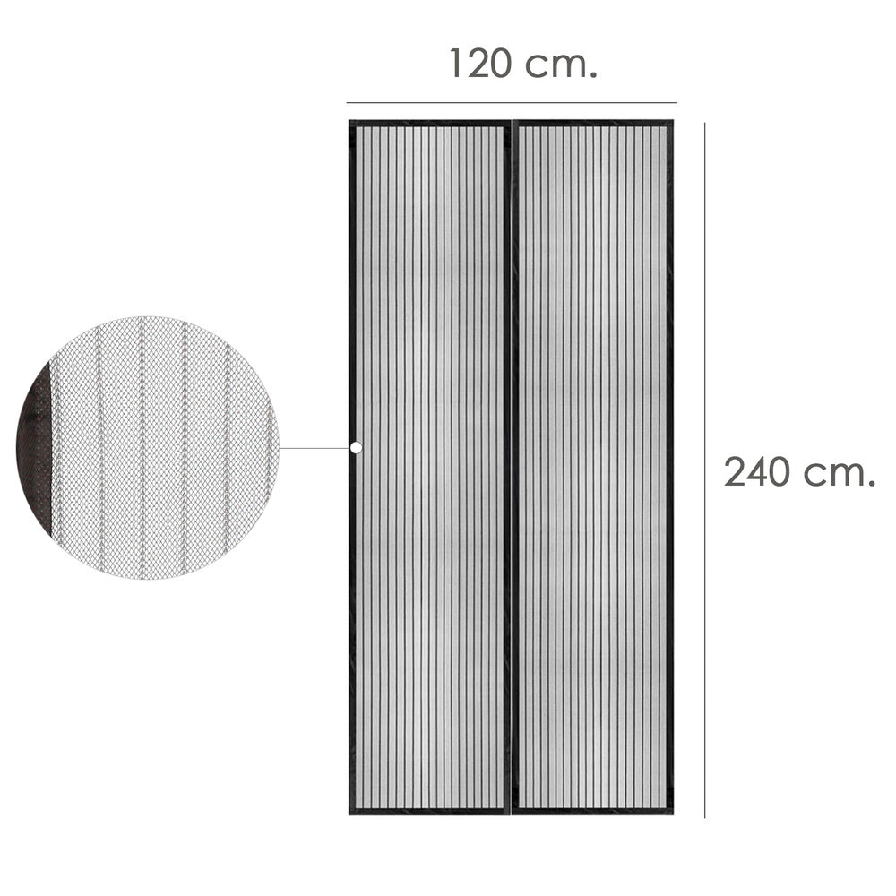 Magnetic Screen Door with Automatic Central Closure, 120 x 240 (H) cm, Black.