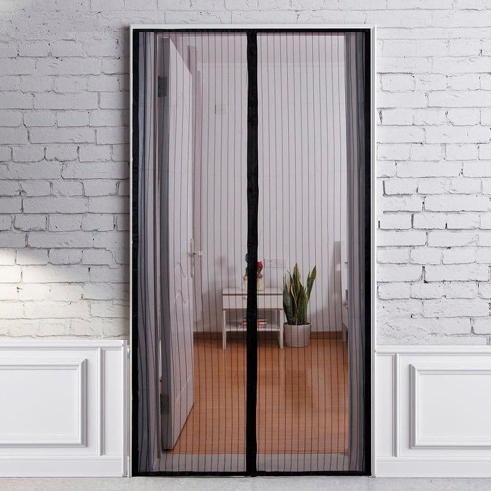 Cortina mosquitera para puertas con cierre central magnetico automatico 120 x 240 (alt.) cm color negro.