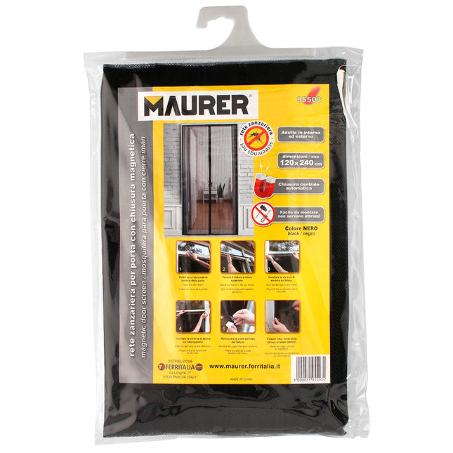 Cortina mosquitera para puertas con cierre central magnetico automático 120 x 240 (alt.) cm. color negro