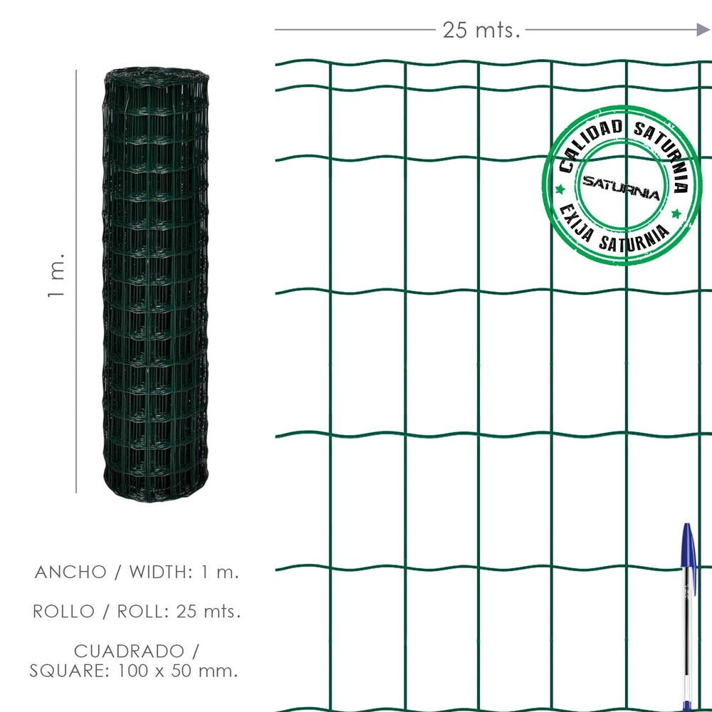 Plastic-coated country mesh 100x50 / 100 cm roll 25 meters