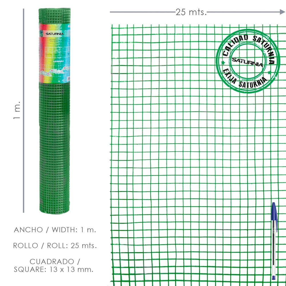 Plasticized welded mesh for pens 13x13 / 100 cm height / 25 meter roll