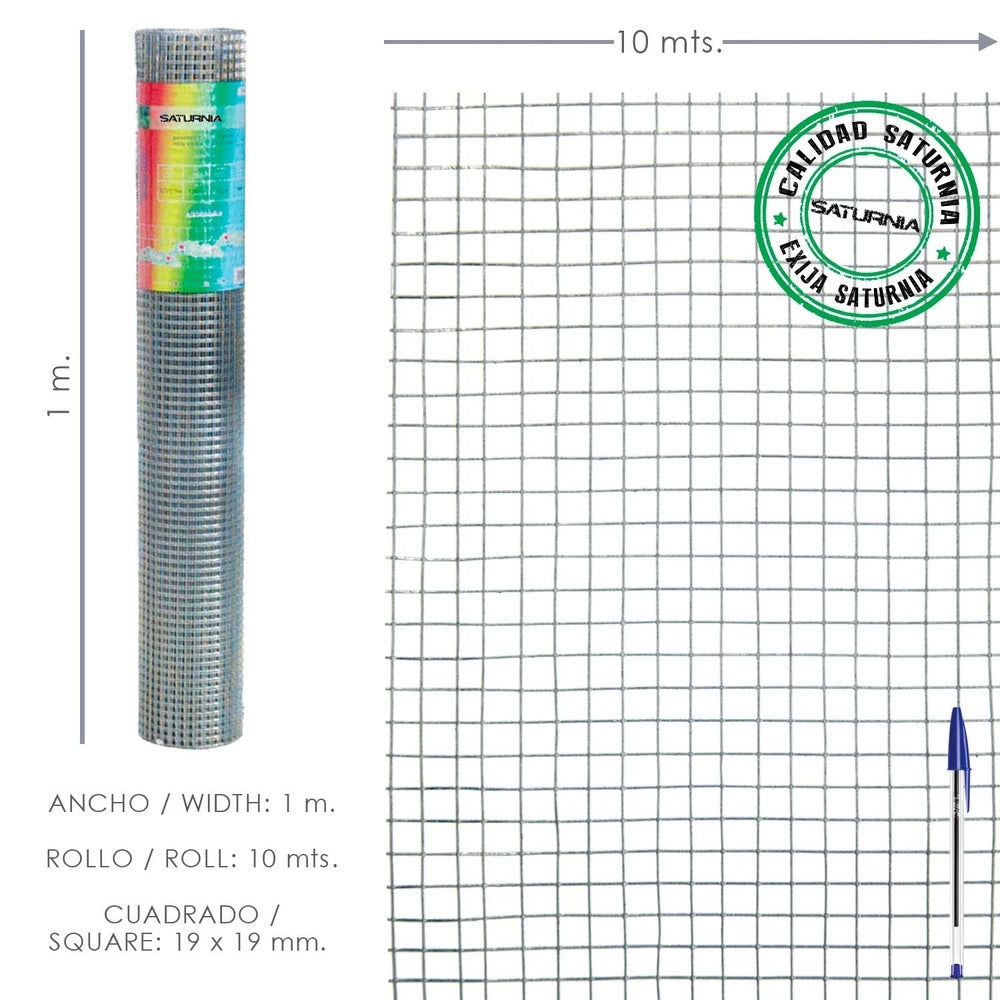 Galvanized welded mesh 19x19 / 100 cm 10 meter roll domestic use