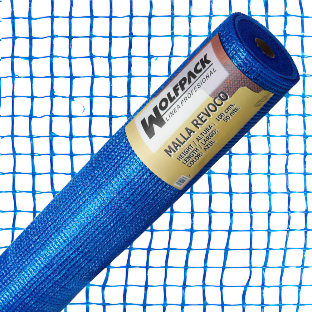Blue rendering mesh roll 50 m x 1 meter. 10x10 mm openings