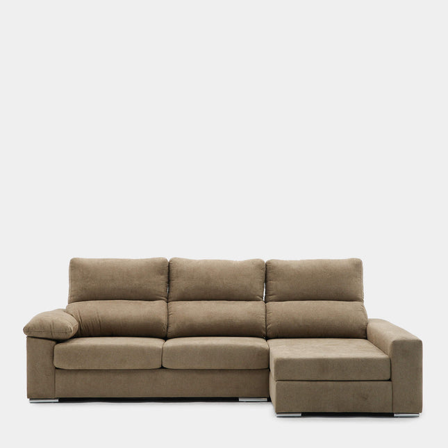 Sofá chaiselongue 3 plazas confort y amplitud | marrón