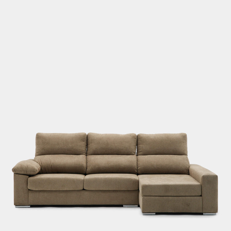 Sofá chaiselongue 3 plazas confort y amplitud | marrón
